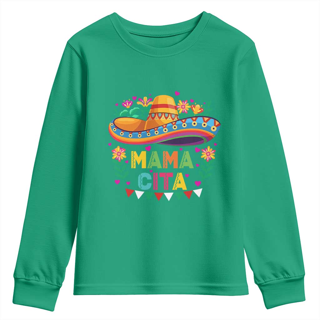 Mama Cita Youth Sweatshirt Cinco De Mayo Mexican Mom Flower Sombrero