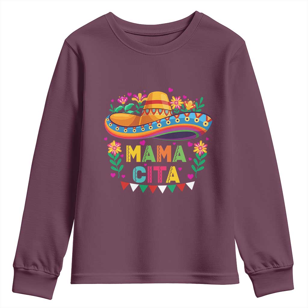 Mama Cita Youth Sweatshirt Cinco De Mayo Mexican Mom Flower Sombrero