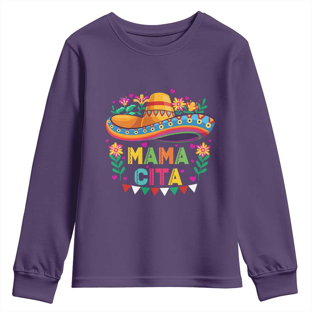 Mama Cita Youth Sweatshirt Cinco De Mayo Mexican Mom Flower Sombrero