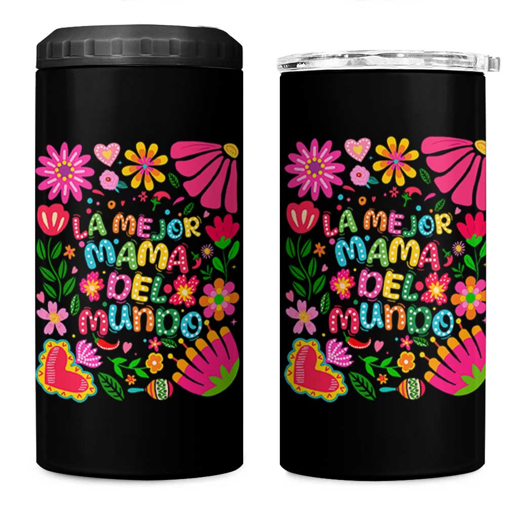La Mejor Mama Del Mundo 4 in 1 Can Cooler Tumbler Dia de las Madres Regalo Gift
