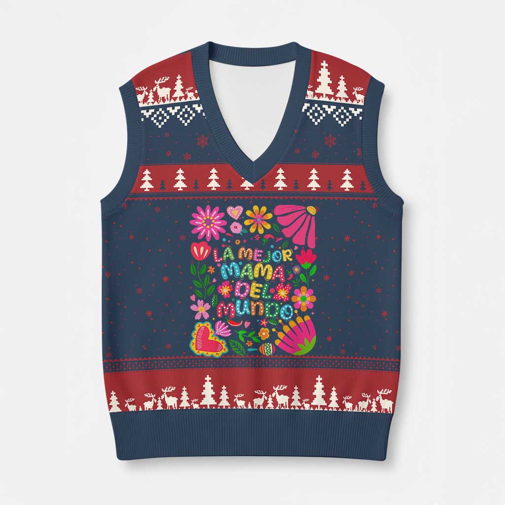 La Mejor Mama Del Mundo V-Neck Knit Sweater Vest Dia de las Madres Regalo Gift