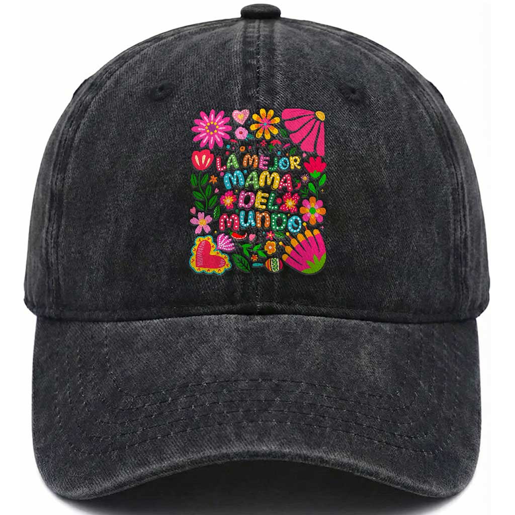 La Mejor Mama Del Mundo Washed Cotton Baseball Cap Dia de las Madres Regalo Gift