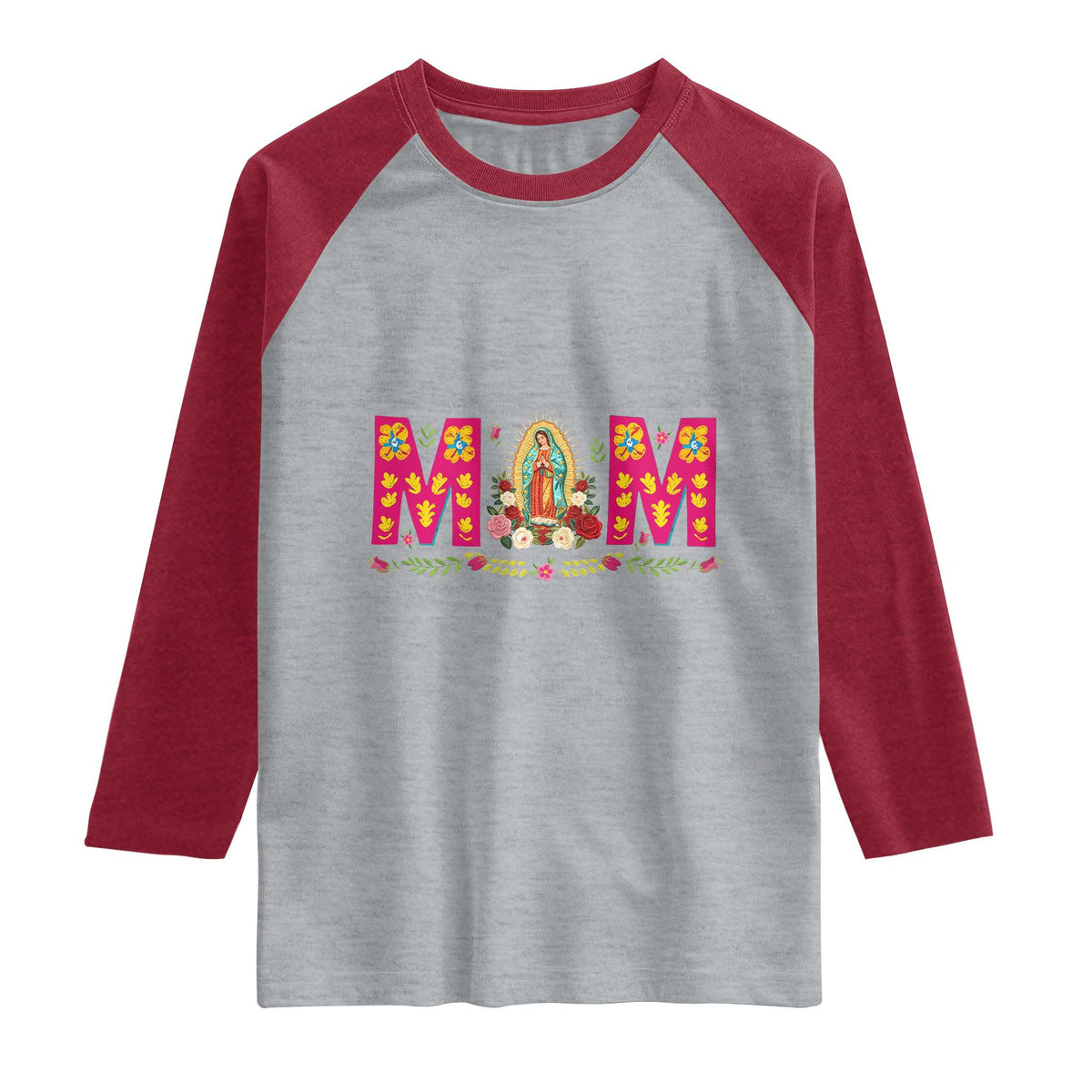 Virgen de Guadalupe Raglan Shirt Mexican Heritage Mom Mother’s Day Gift