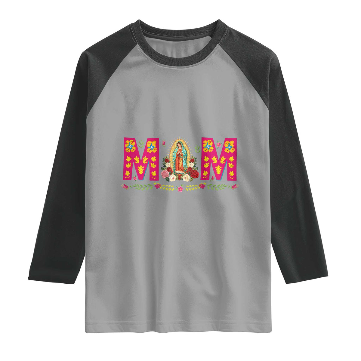 Virgen de Guadalupe Raglan Shirt Mexican Heritage Mom Mother’s Day Gift