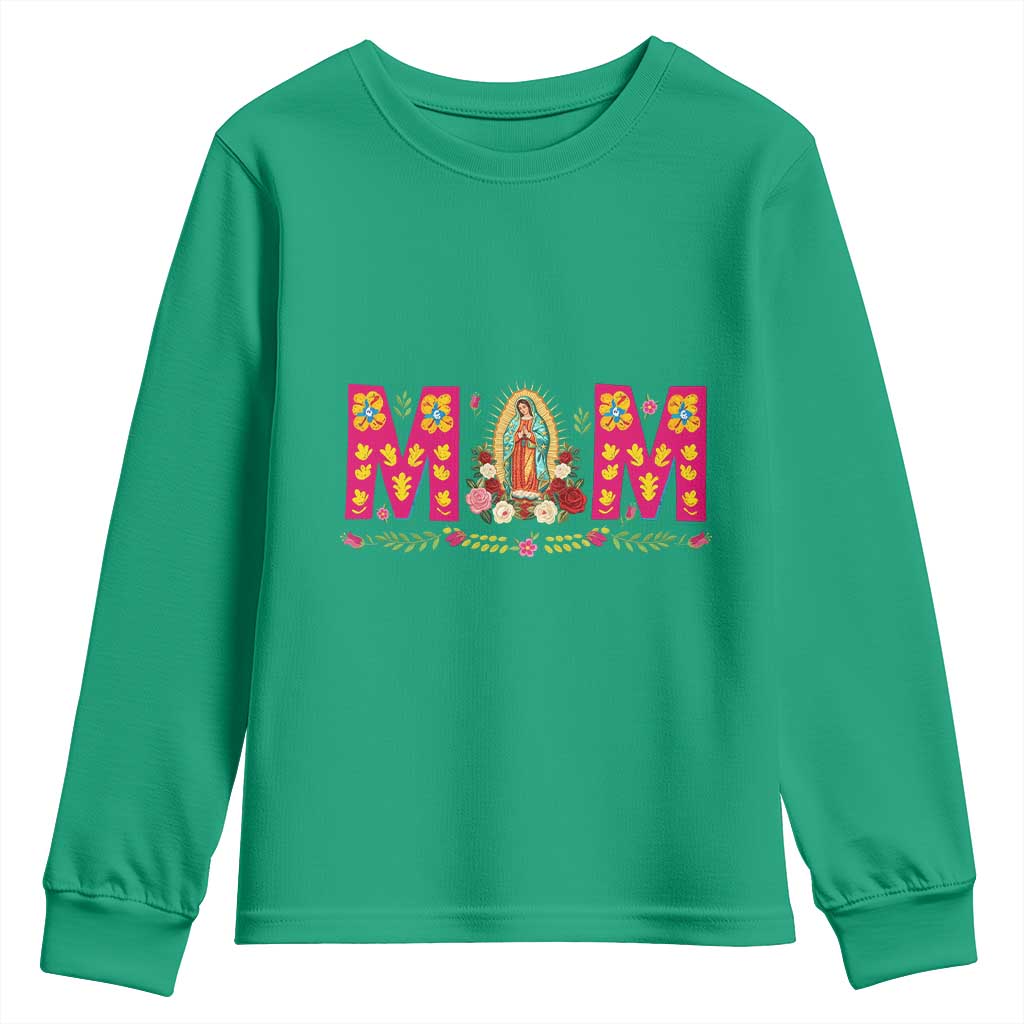 Virgen de Guadalupe Youth Sweatshirt Mexican Heritage Mom Mother’s Day Gift