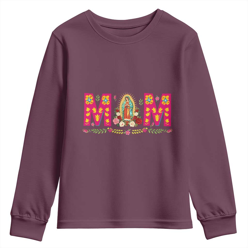Virgen de Guadalupe Youth Sweatshirt Mexican Heritage Mom Mother’s Day Gift