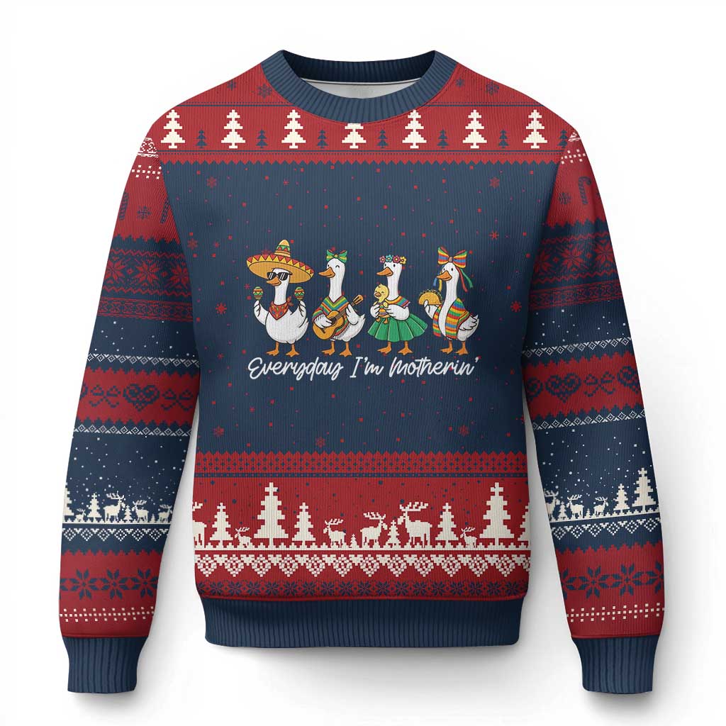 Everyday I'm Motherin Ugly Christmas Sweater Cinco De Mayo Silly Goose Fiesta