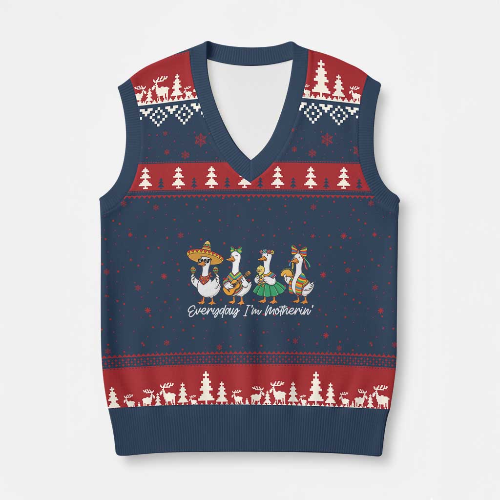 Everyday I'm Motherin V-Neck Knit Sweater Vest Cinco De Mayo Silly Goose Fiesta