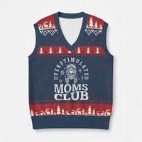 Overstimulated Moms Club V-Neck Knit Sweater Vest Funny Skeleton Mom Mother's Day Gift