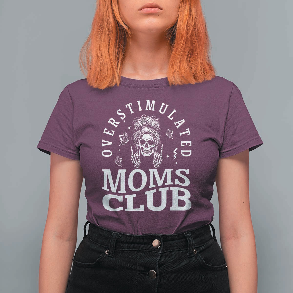 Overstimulated Moms Club T Shirt For Women Funny Skeleton Mom Mother's Day Gift