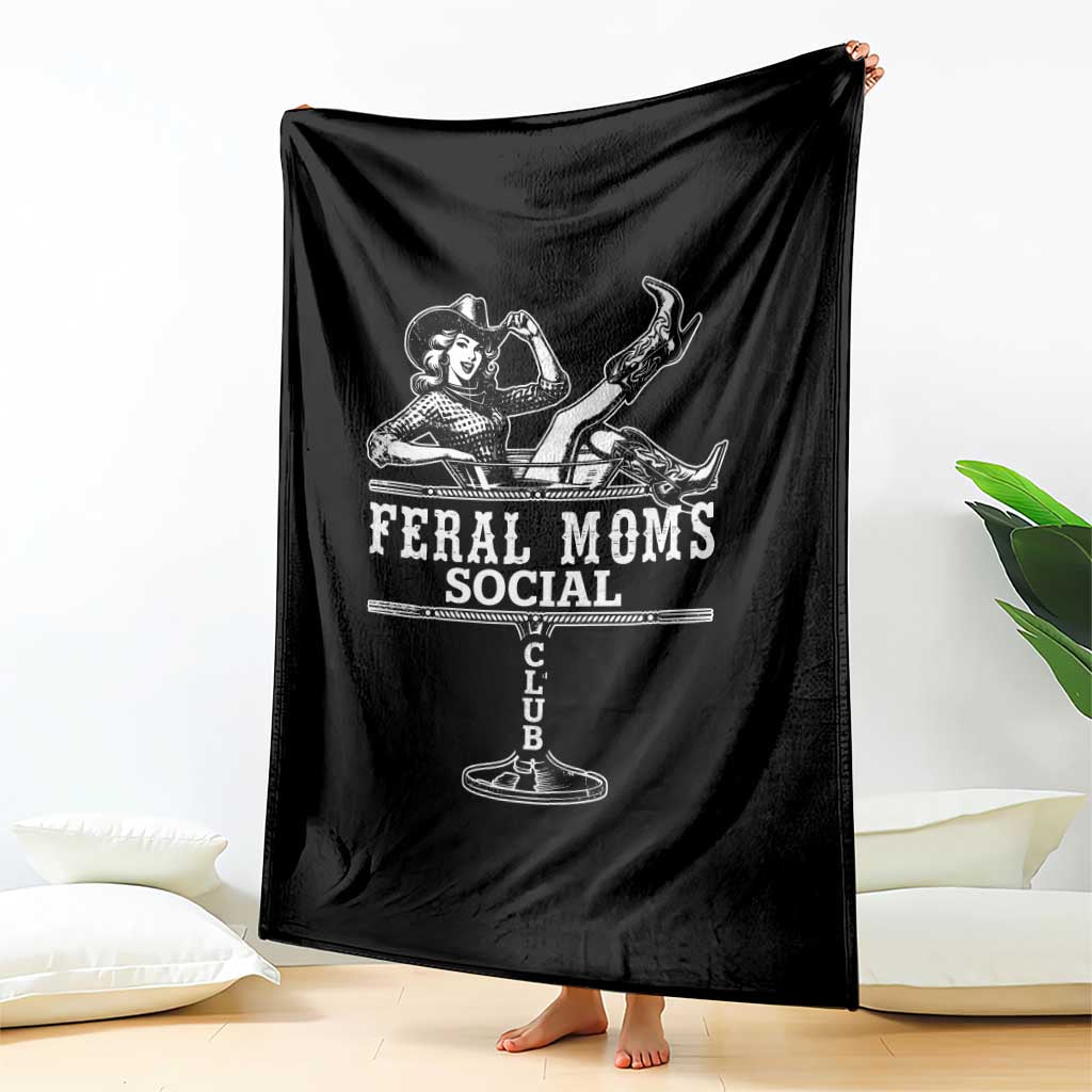 Feral Moms Social Club Throw Blanket Western Cowgirl Mom Mother’s Day Gift
