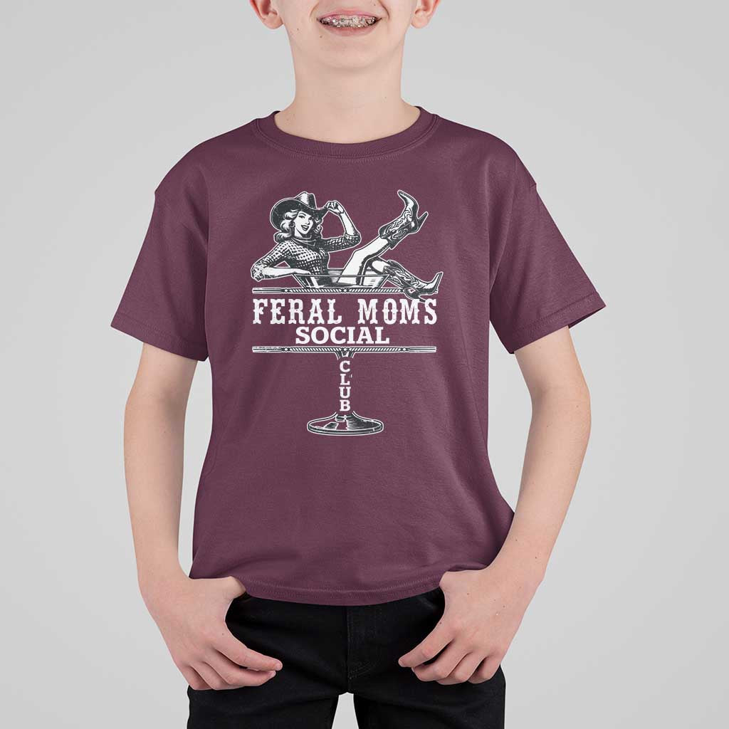 Feral Moms Social Club T Shirt For Kid Western Cowgirl Mom Mother’s Day Gift