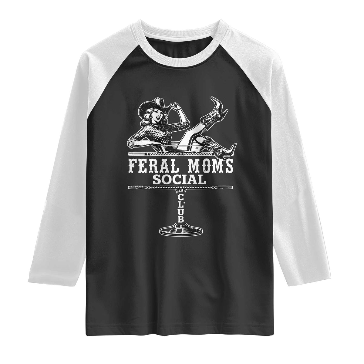 Feral Moms Social Club Raglan Shirt Western Cowgirl Mom Mother’s Day Gift