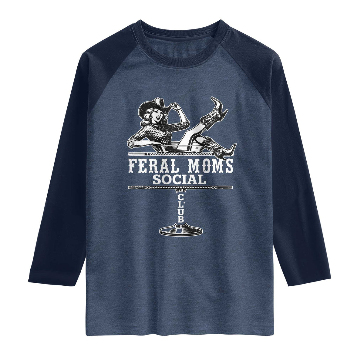 Feral Moms Social Club Raglan Shirt Western Cowgirl Mom Mother’s Day Gift