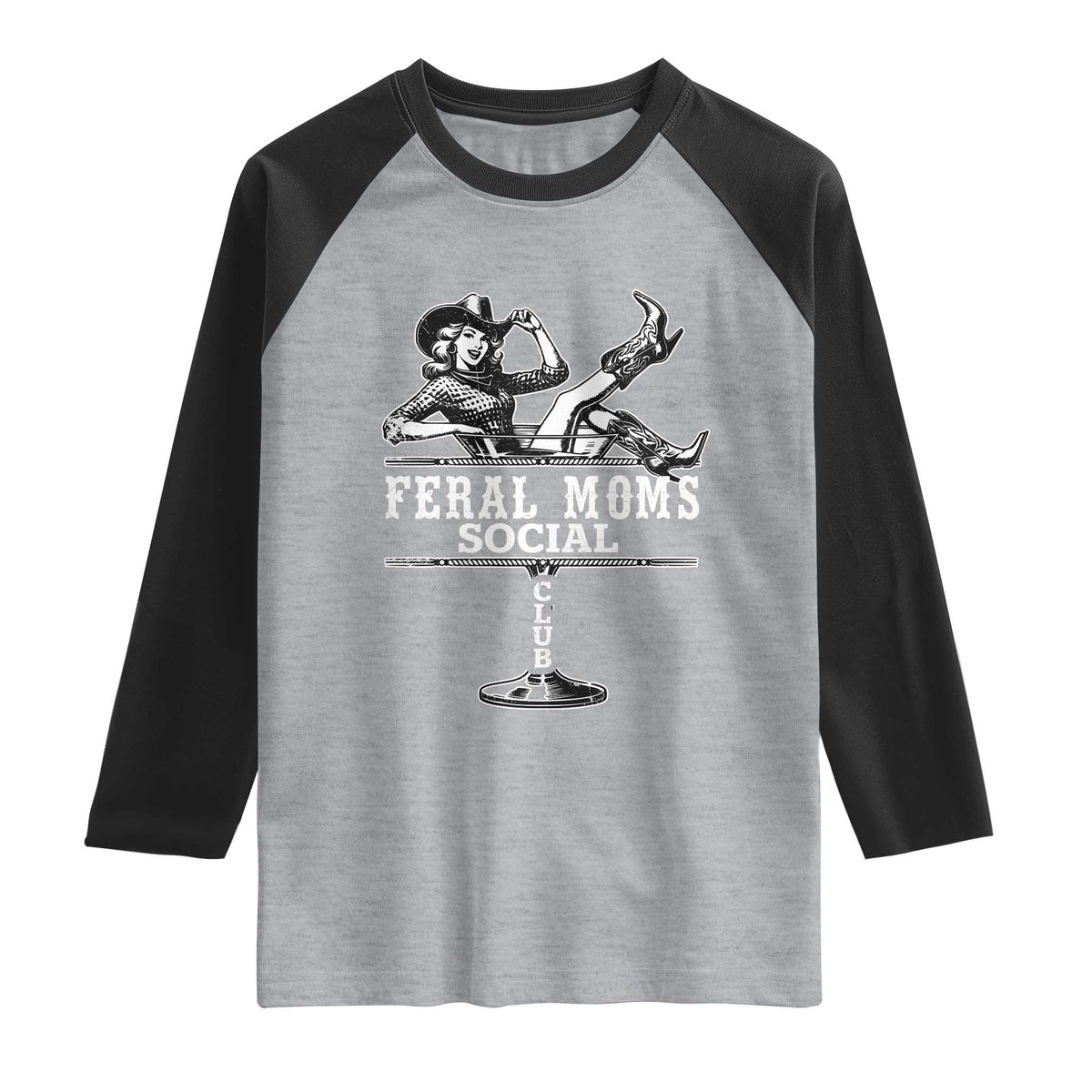 Feral Moms Social Club Raglan Shirt Western Cowgirl Mom Mother’s Day Gift
