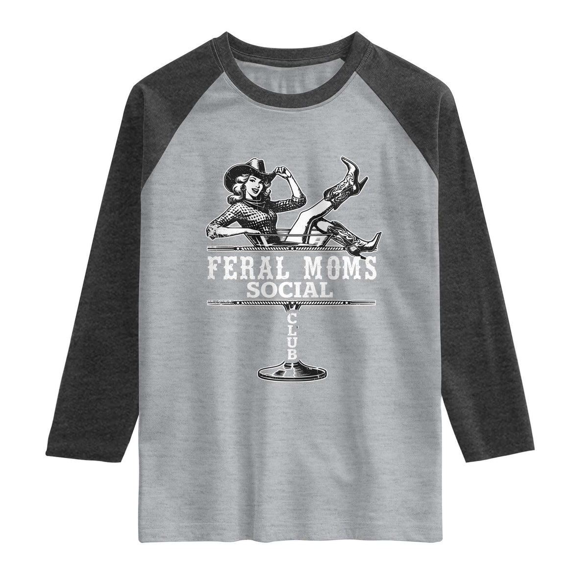 Feral Moms Social Club Raglan Shirt Western Cowgirl Mom Mother’s Day Gift