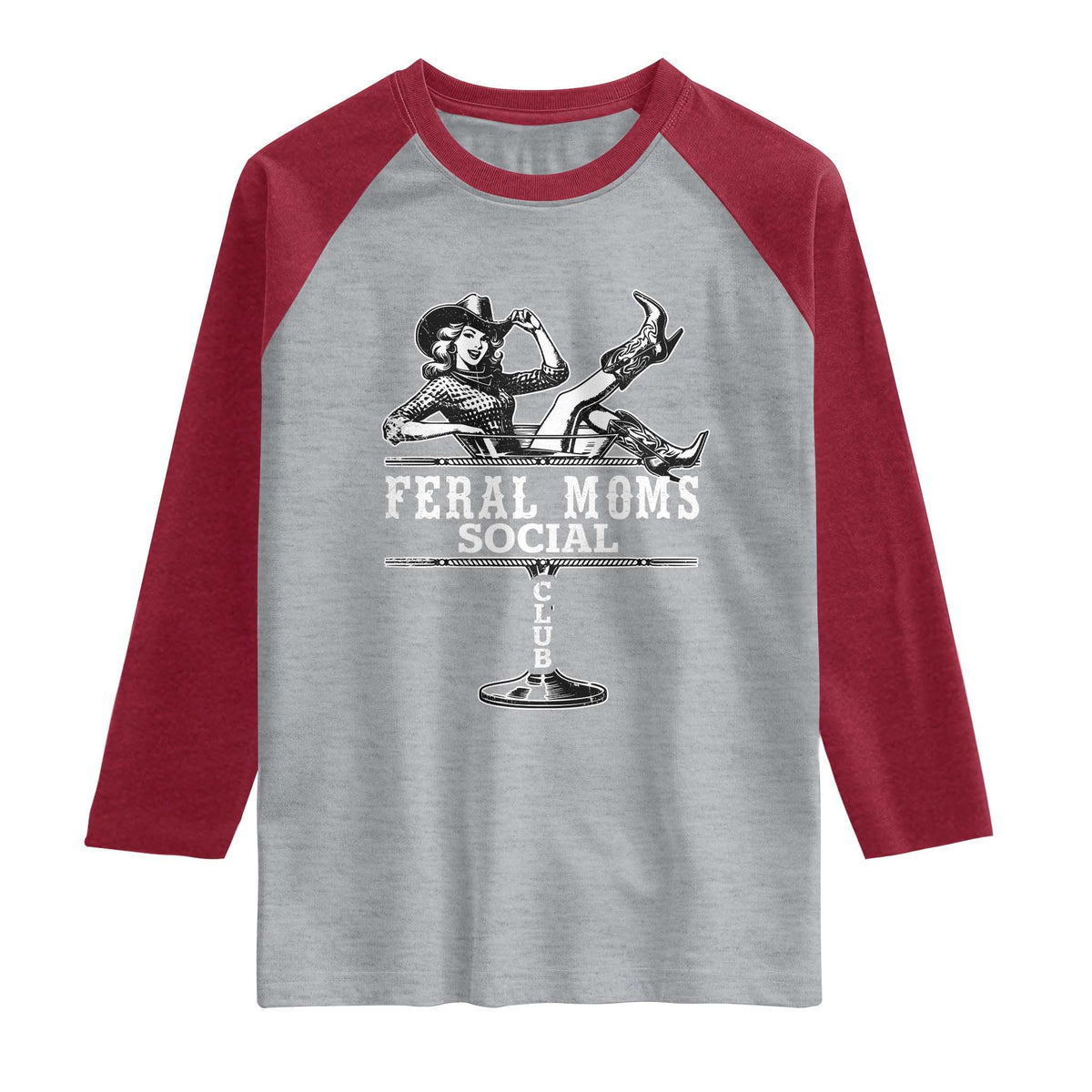 Feral Moms Social Club Raglan Shirt Western Cowgirl Mom Mother’s Day Gift