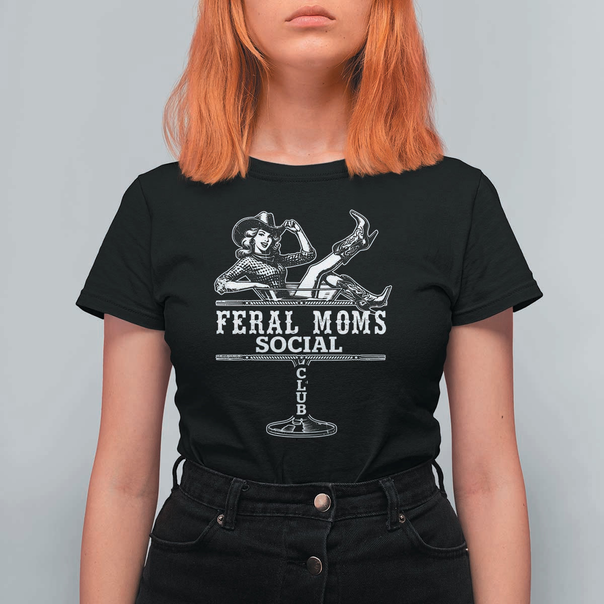 Feral Moms Social Club T Shirt For Women Western Cowgirl Mom Mother’s Day Gift
