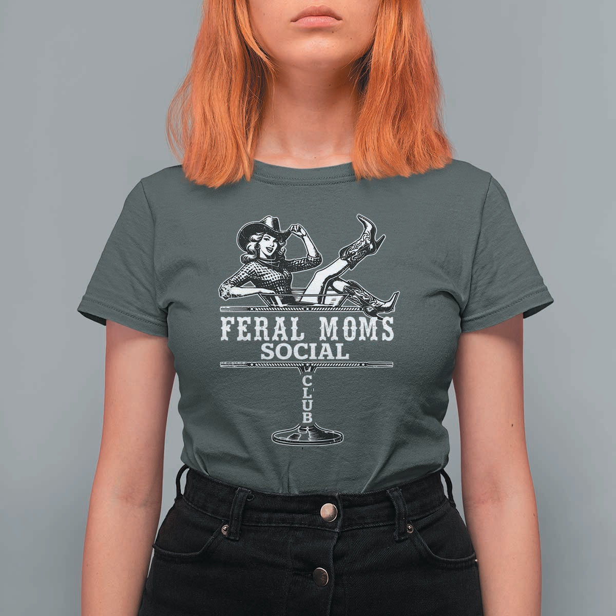 Feral Moms Social Club T Shirt For Women Western Cowgirl Mom Mother’s Day Gift