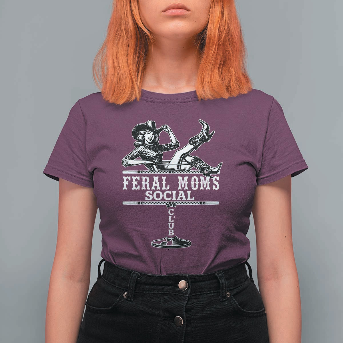 Feral Moms Social Club T Shirt For Women Western Cowgirl Mom Mother’s Day Gift
