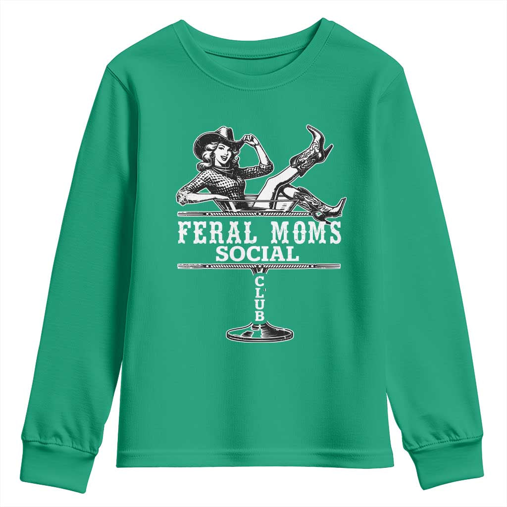 Feral Moms Social Club Youth Sweatshirt Western Cowgirl Mom Mother’s Day Gift