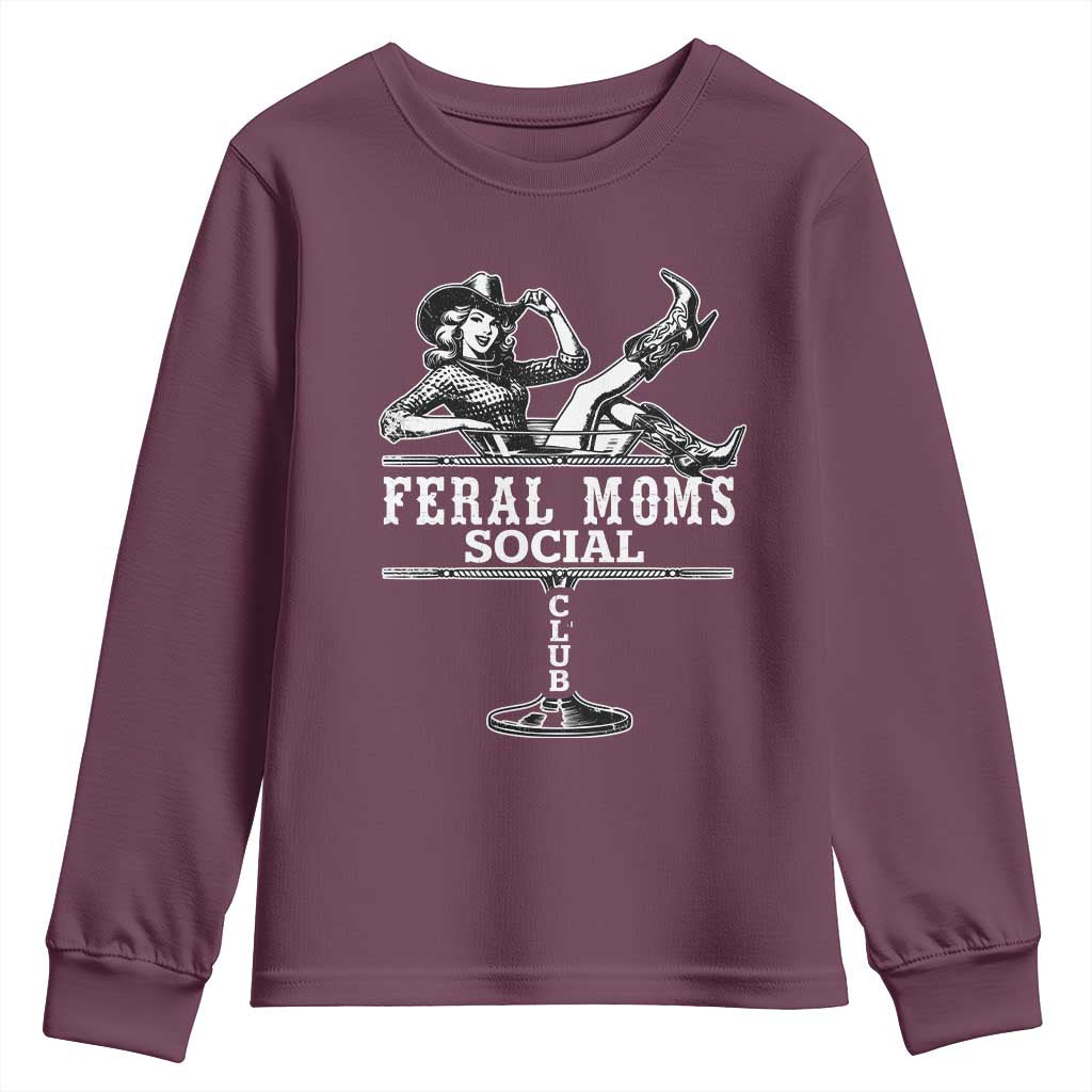 Feral Moms Social Club Youth Sweatshirt Western Cowgirl Mom Mother’s Day Gift