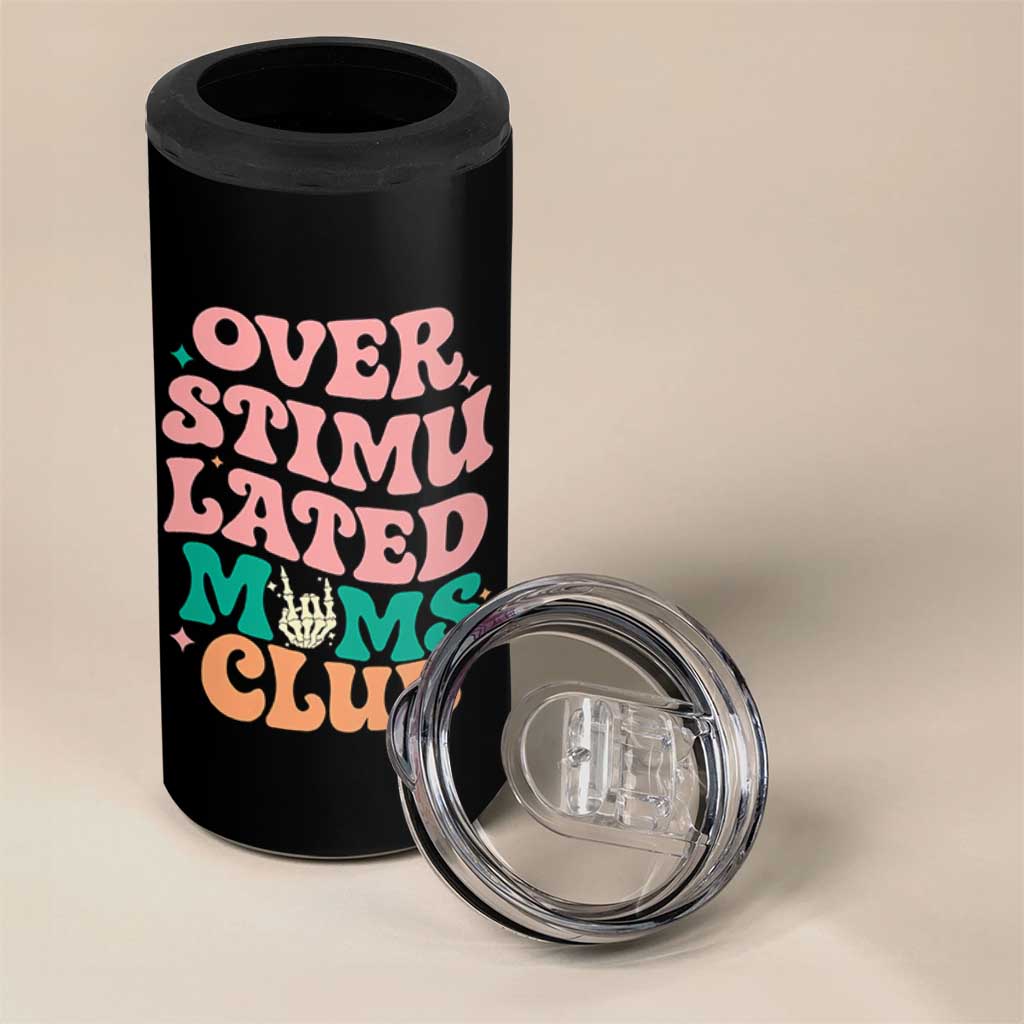 Overstimulated Moms Club 4 in 1 Can Cooler Tumbler Funny Mom Life Mother Day Gift