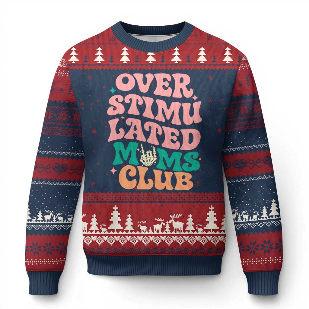 Overstimulated Moms Club Ugly Christmas Sweater Funny Mom Life Mother Day Gift