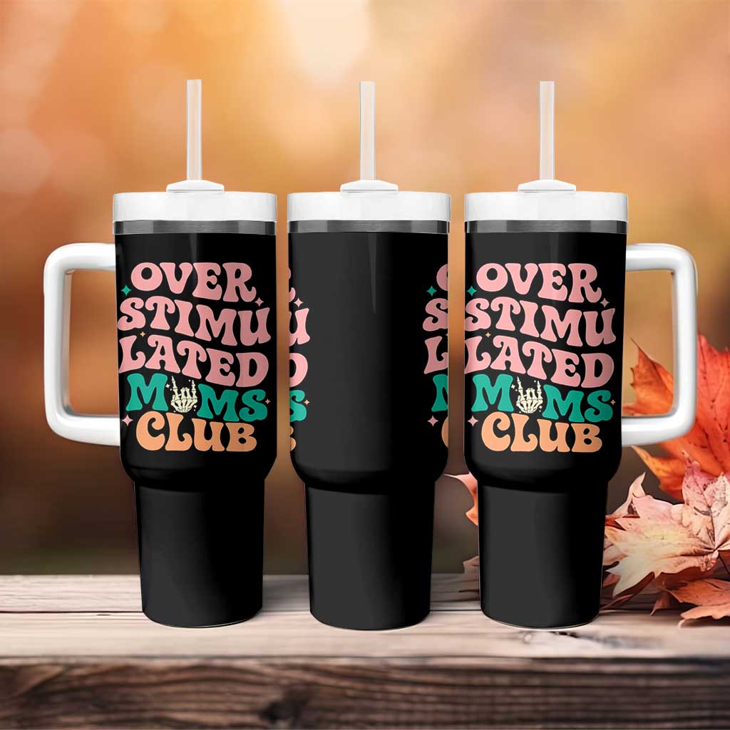 Overstimulated Moms Club Tumbler With Handle Funny Mom Life Mother Day Gift