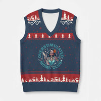 Overstimulated Moms Club V-Neck Knit Sweater Vest Neurodivergent Mom Mental Health