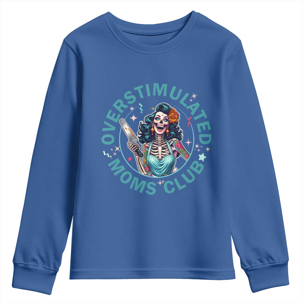 Overstimulated Moms Club Youth Sweatshirt Neurodivergent Mom Mental Health