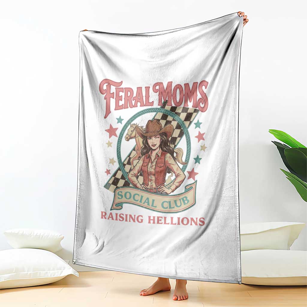 Feral Moms Social Club Throw Blanket Western Cowgirl Mom Mother’s Day