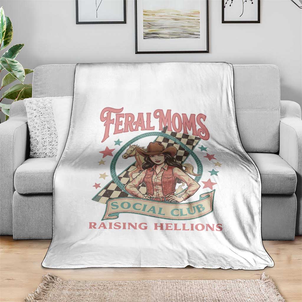 Feral Moms Social Club Throw Blanket Western Cowgirl Mom Mother’s Day