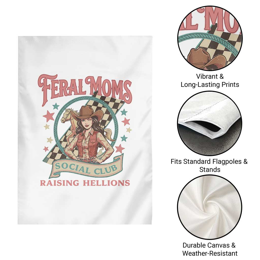 Feral Moms Social Club Garden Flag Western Cowgirl Mom Mother’s Day