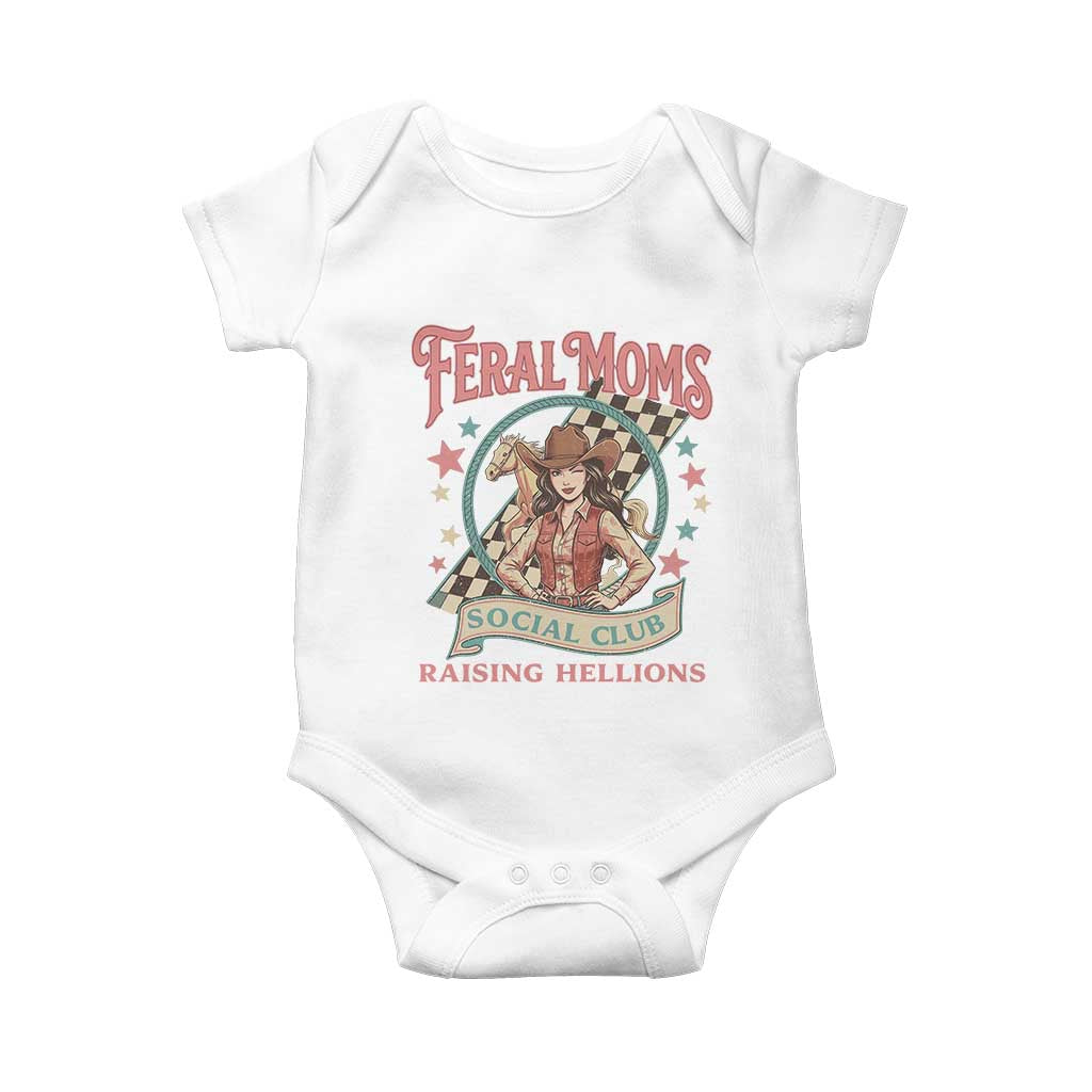 Feral Moms Social Club Baby Onesie Western Cowgirl Mom Mother’s Day