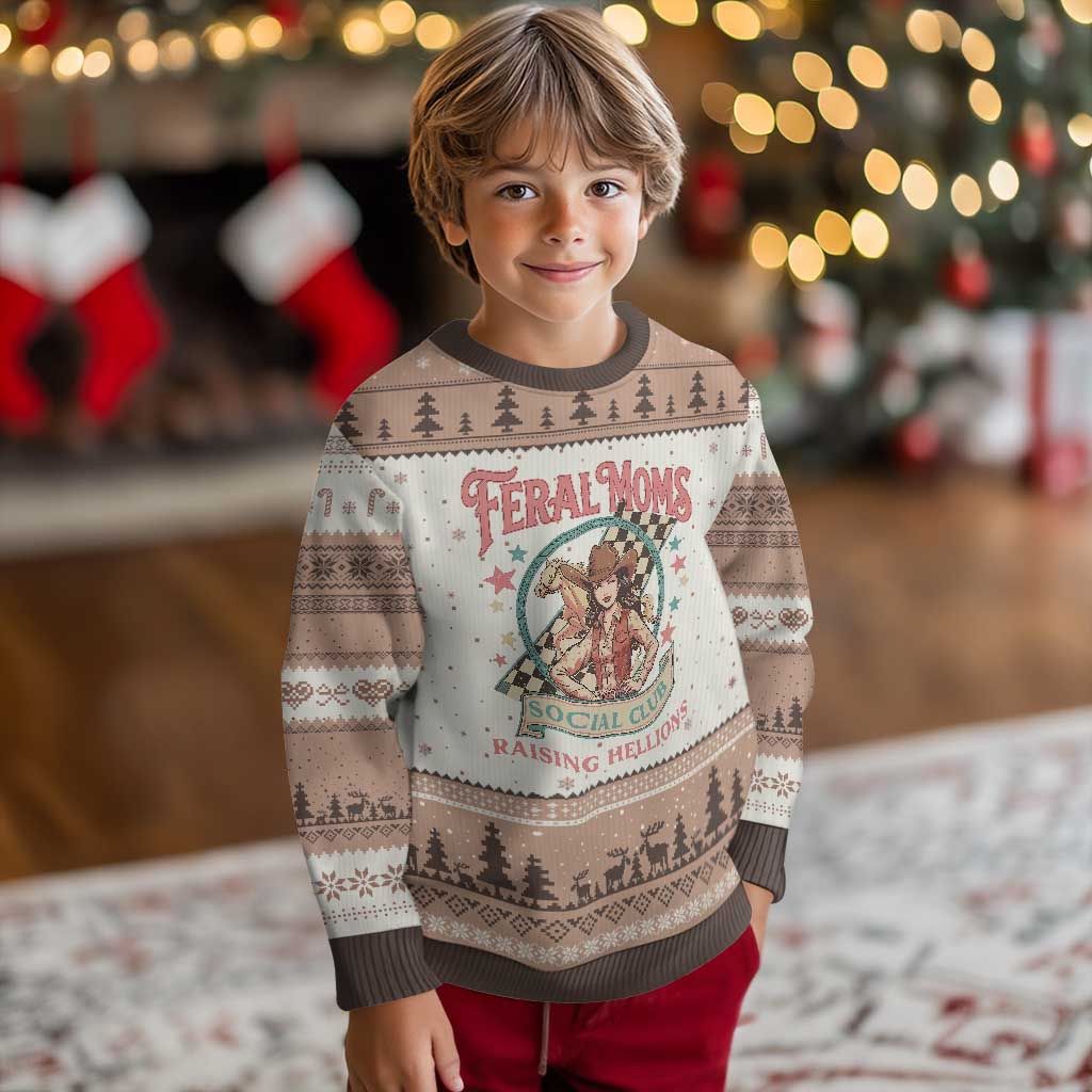 Feral Moms Social Club Ugly Christmas Sweater Western Cowgirl Mom Mother’s Day