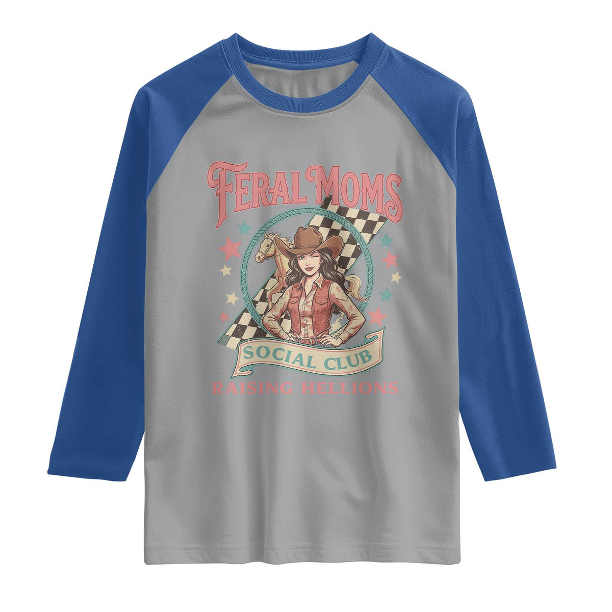 Feral Moms Social Club Raglan Shirt Western Cowgirl Mom Mother’s Day