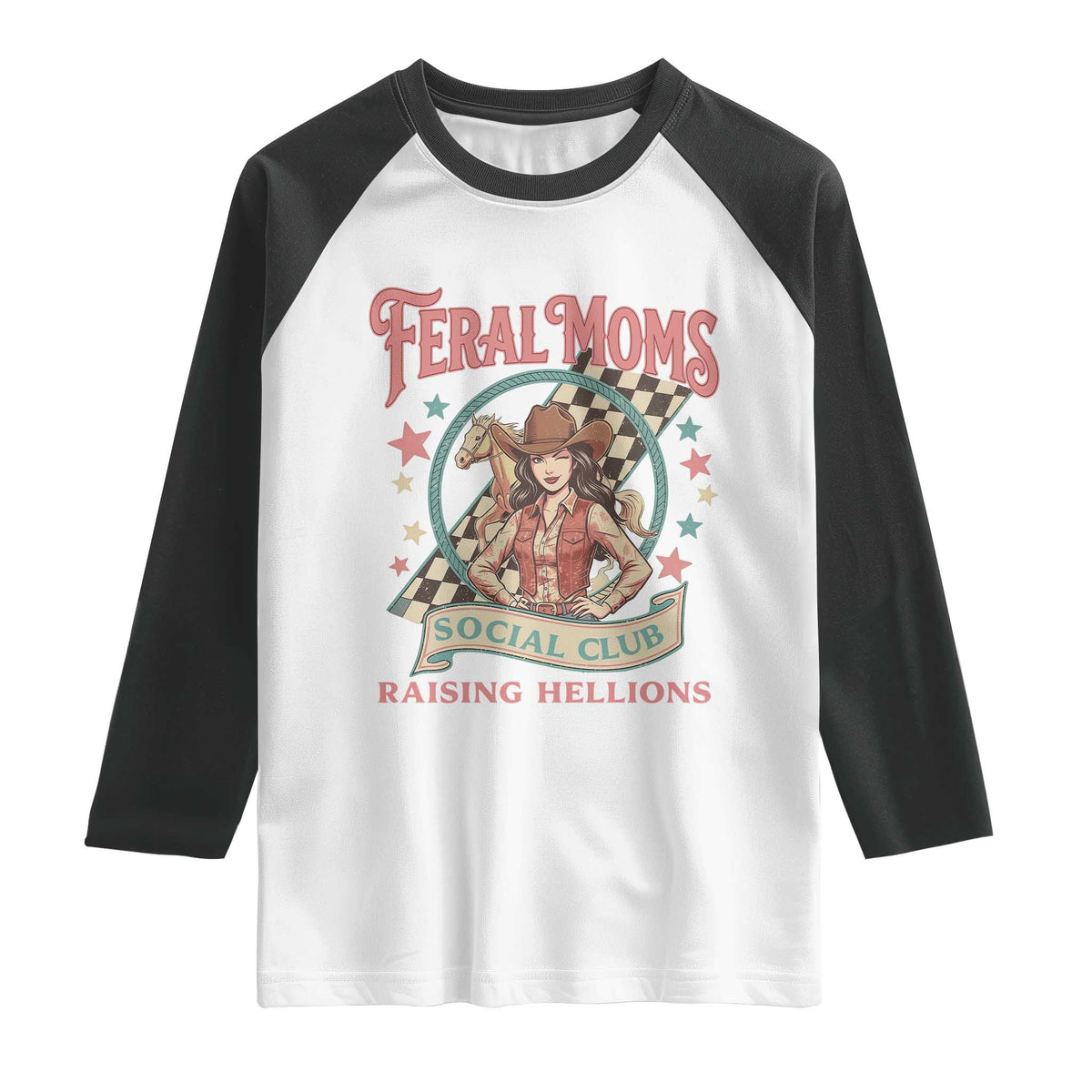 Feral Moms Social Club Raglan Shirt Western Cowgirl Mom Mother’s Day
