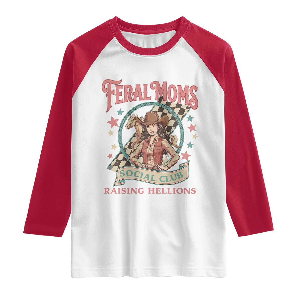 Feral Moms Social Club Raglan Shirt Western Cowgirl Mom Mother’s Day
