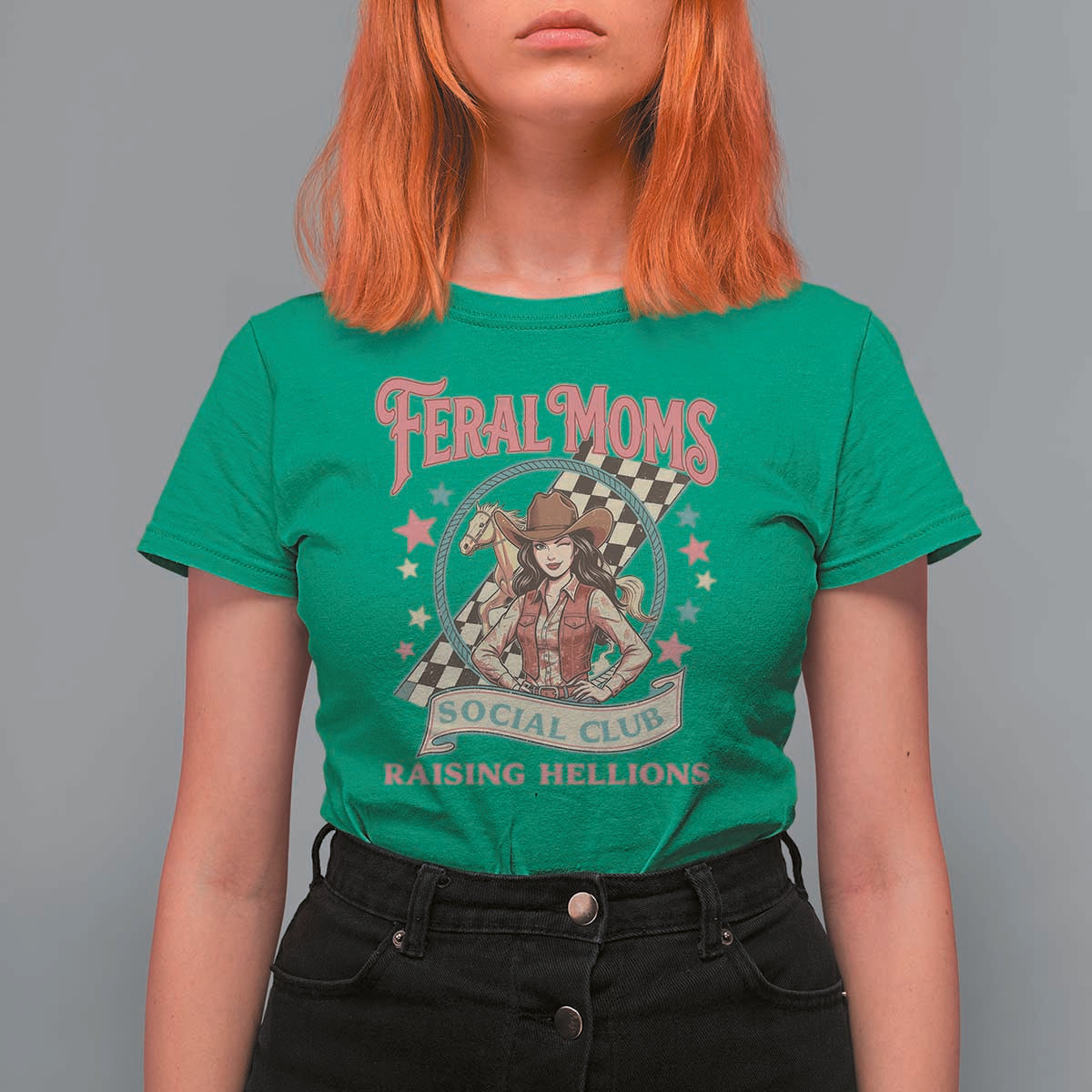 Feral Moms Social Club T Shirt For Women Western Cowgirl Mom Mother’s Day