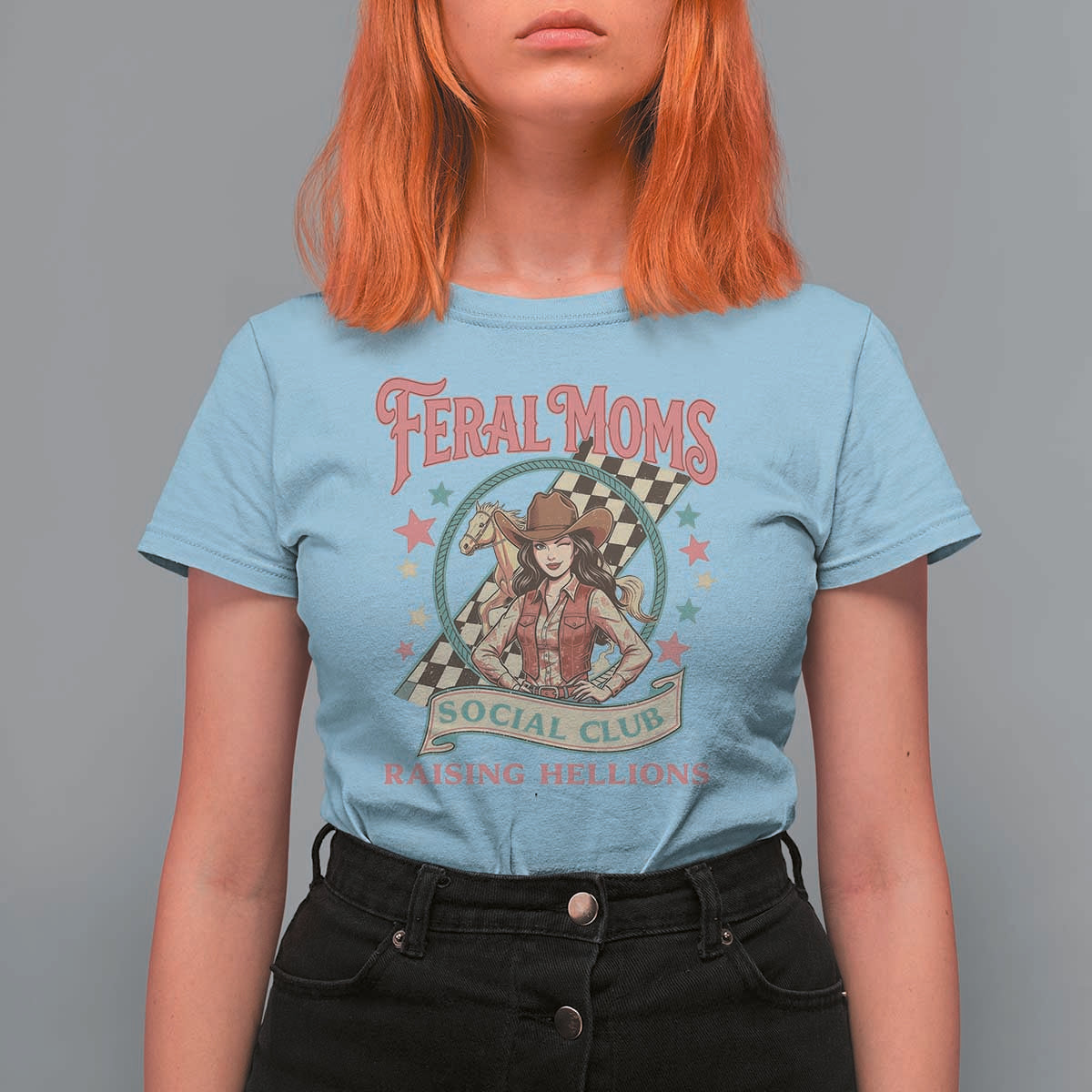 Feral Moms Social Club T Shirt For Women Western Cowgirl Mom Mother’s Day