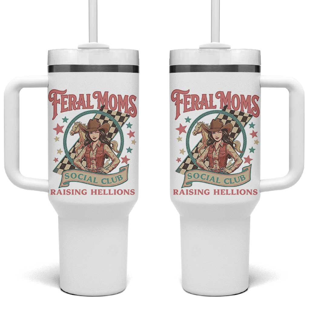 Feral Moms Social Club Tumbler With Handle Western Cowgirl Mom Mother’s Day