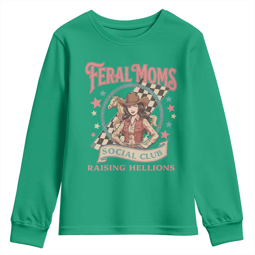 Feral Moms Social Club Youth Sweatshirt Western Cowgirl Mom Mother’s Day