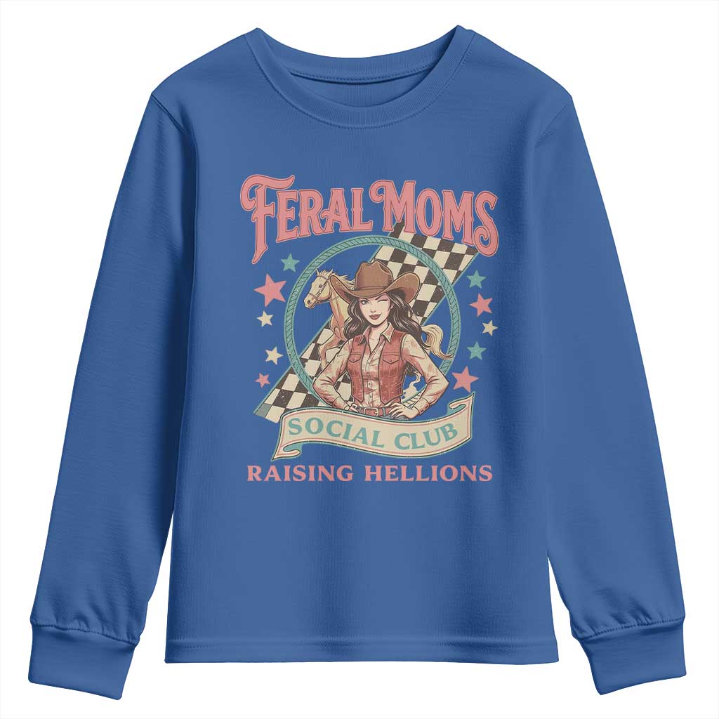 Feral Moms Social Club Youth Sweatshirt Western Cowgirl Mom Mother’s Day