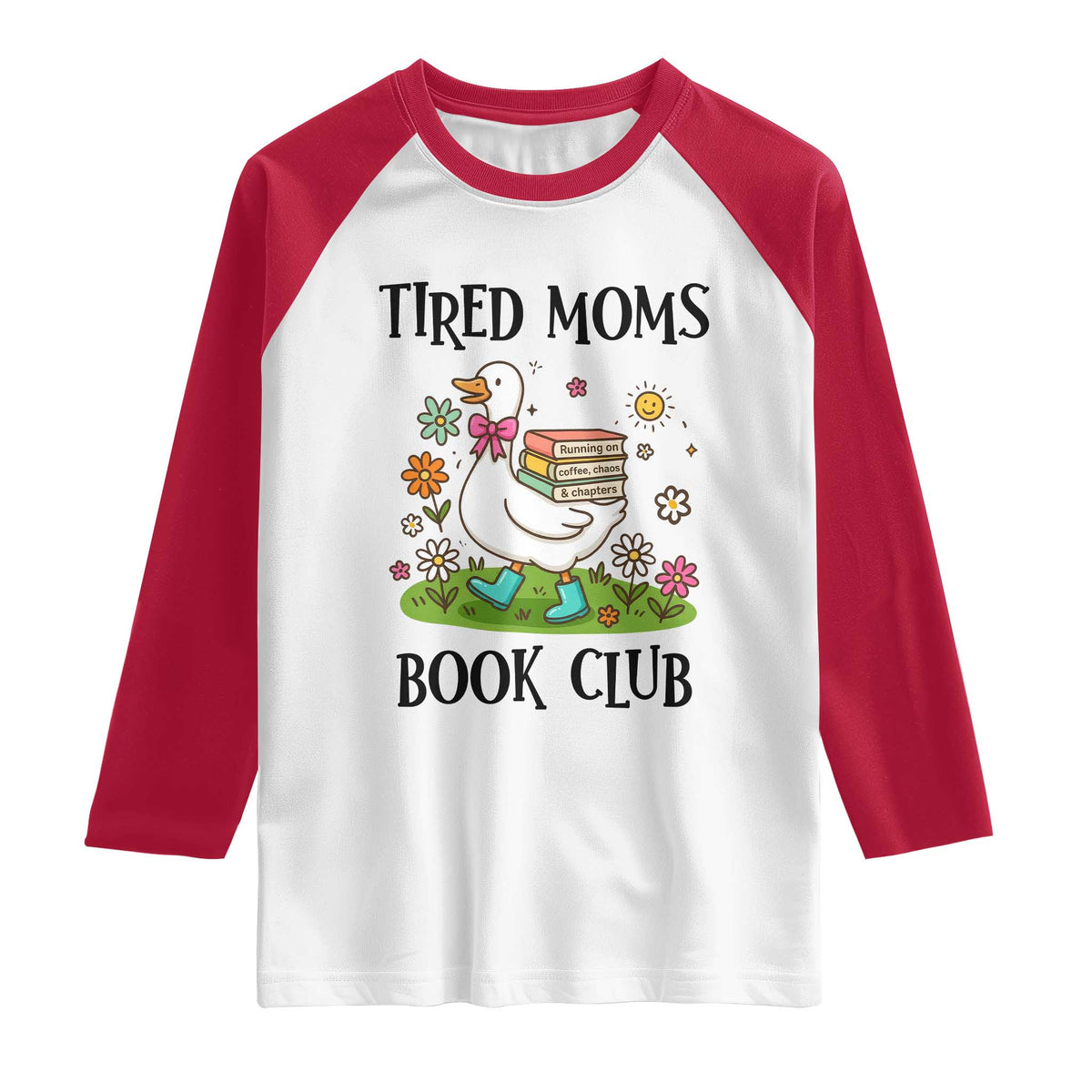 Tired Moms Book Club Raglan Shirt Silly Goose Mama Bookish Reader Gift