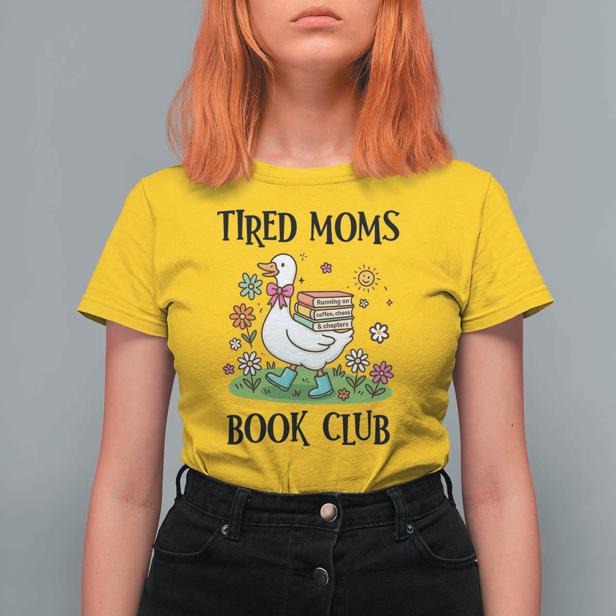 Tired Moms Book Club T Shirt For Women Silly Goose Mama Bookish Reader Gift