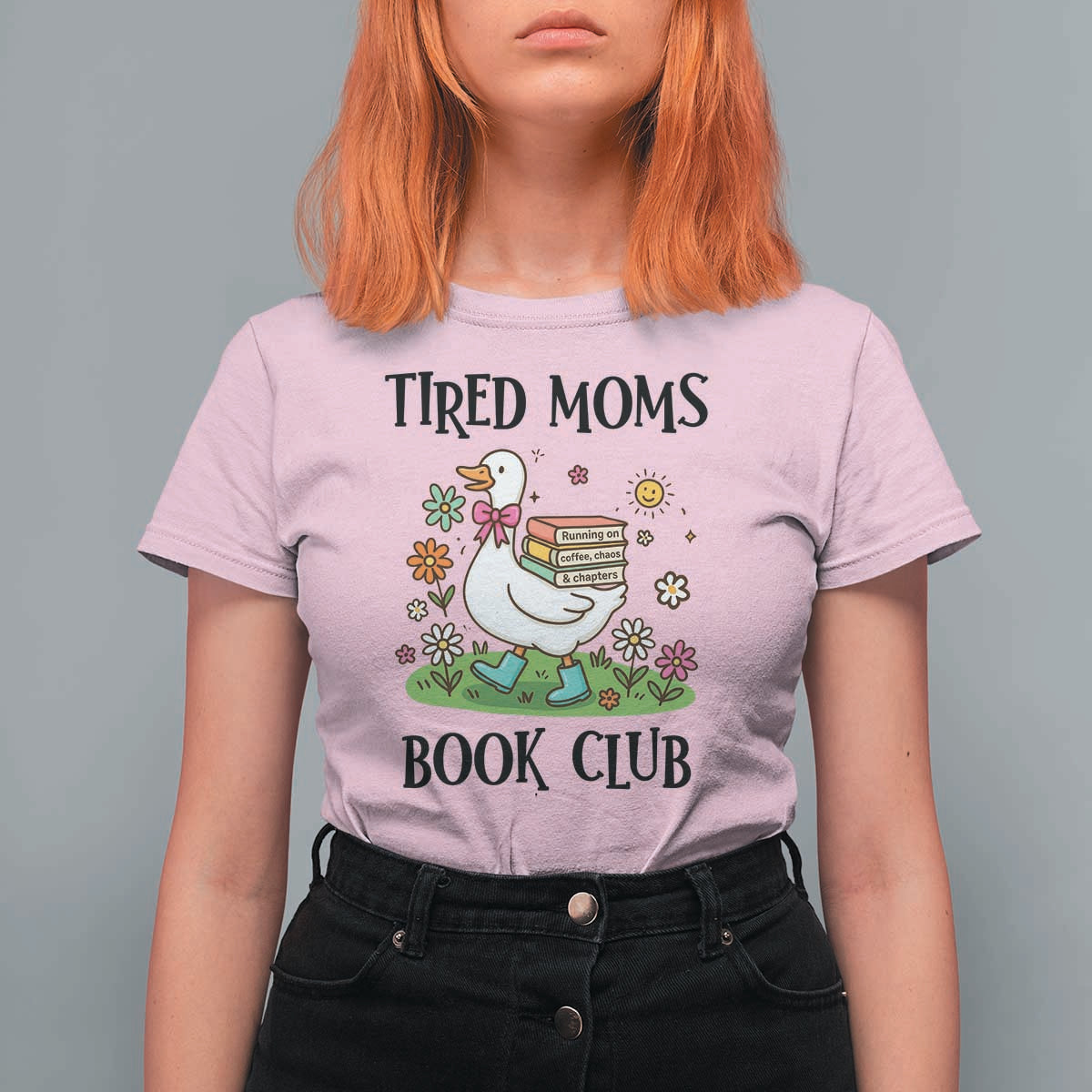 Tired Moms Book Club T Shirt For Women Silly Goose Mama Bookish Reader Gift