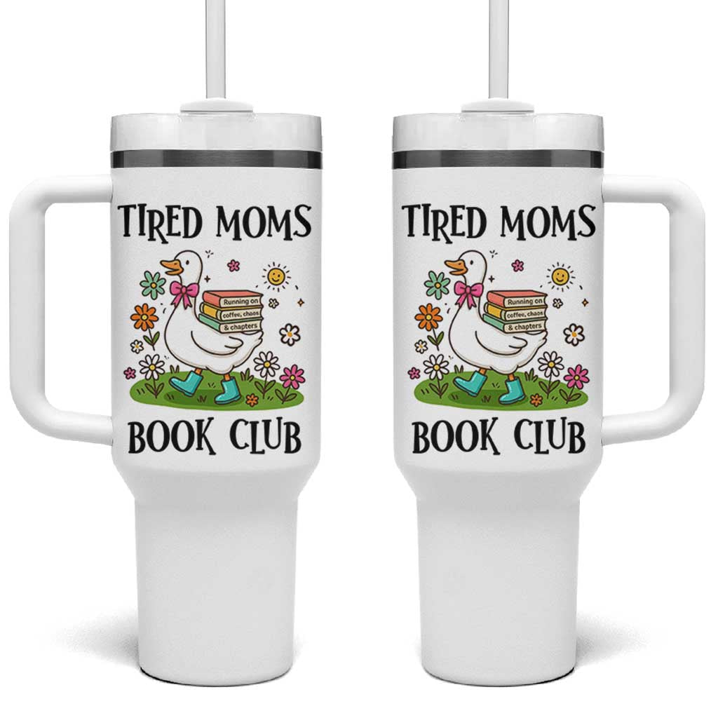 Tired Moms Book Club Tumbler With Handle Silly Goose Mama Bookish Reader Gift
