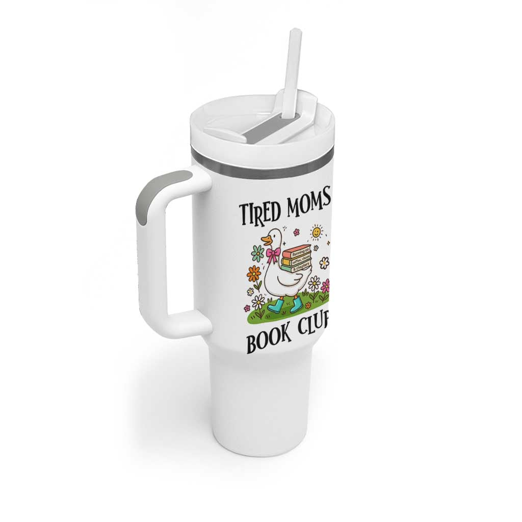 Tired Moms Book Club Tumbler With Handle Silly Goose Mama Bookish Reader Gift