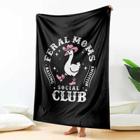 Feral Moms Raising Hellions Social Club Throw Blanket Funny Goose Pink Cowgirl Boots Hat